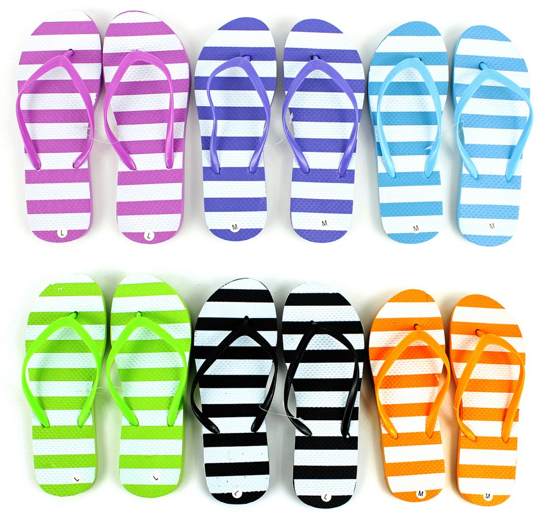 Women's Flip Flops - Island Themed or Striped
